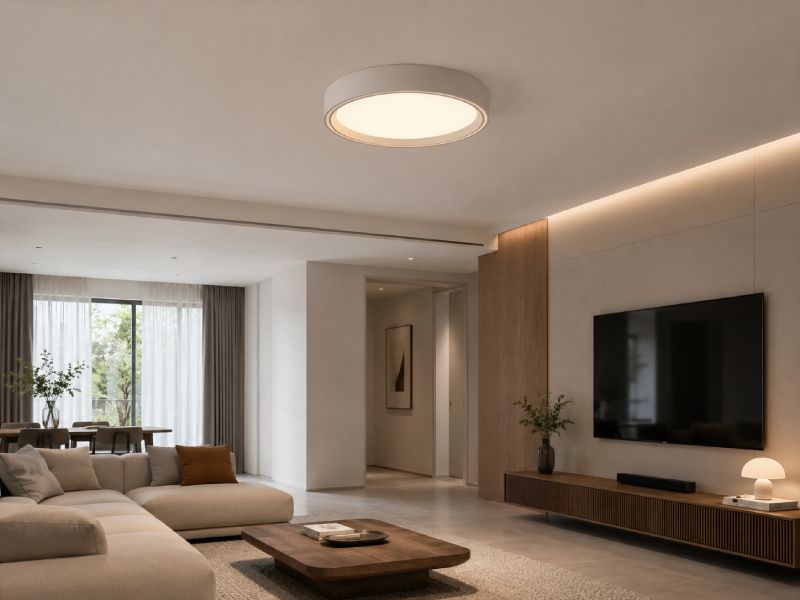Modern living room with Liter Technology LED ceiling light